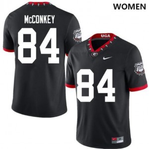 Women UGA Bulldogs #84 Ladd McConkey Black 100th Anniversary College Football Jersey 693075-498