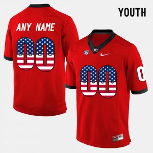 Youth UGA Bulldogs #00 Red US Flag Fashion Customized Jerseys 381469-582