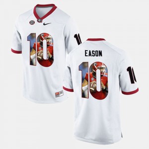 Men's Georgia #10 Jacob Eason White Player Pictorial Jersey 343851-561