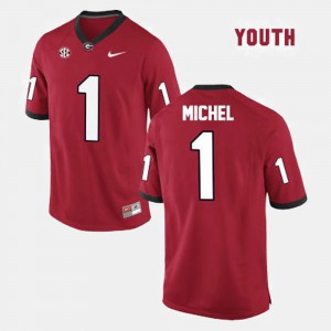 Youth(Kids) GA Bulldogs #1 Sony Michel Red College Football Jersey 909381-416