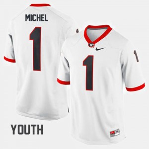 Youth(Kids) UGA Bulldogs #1 Sony Michel White College Football Jersey 822296-840