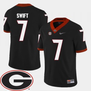 For Men Georgia #7 D'Andre Swift Black College Football 2018 SEC Patch Jersey 723161-655