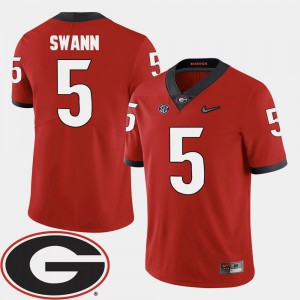 Mens GA Bulldogs #5 Damian Swann Red College Football 2018 SEC Patch Jersey 588738-934