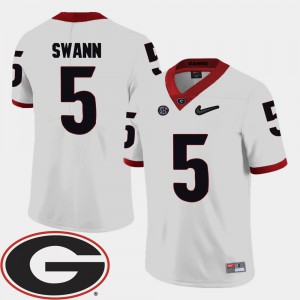 Men Georgia #5 Damian Swann White College Football 2018 SEC Patch Jersey 492384-613