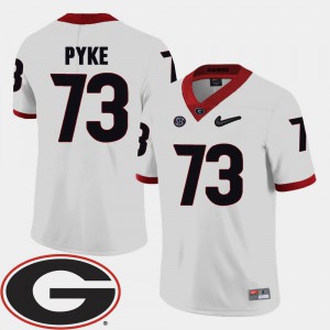 For Men's GA Bulldogs #73 Greg Pyke White College Football 2018 SEC Patch Jersey 960414-362