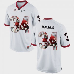 For Men GA Bulldogs #34 Herschel Walker White Pictorial Fashion Jersey 424952-165