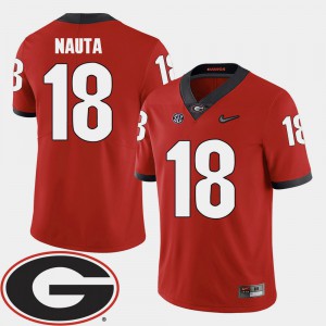 For Men's GA Bulldogs #18 Isaac Nauta Red College Football 2018 SEC Patch Jersey 749559-914