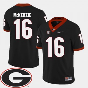 Mens UGA Bulldogs #16 Isaiah McKenzie Black College Football 2018 SEC Patch Jersey 164774-687