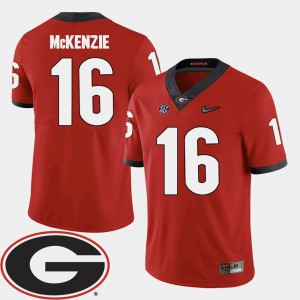 Men GA Bulldogs #16 Isaiah McKenzie Red College Football 2018 SEC Patch Jersey 911924-513