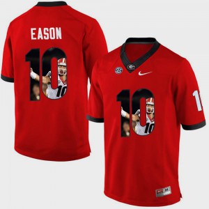 For Men's UGA #10 Jacob Eason Red Pictorial Fashion Jersey 301407-592