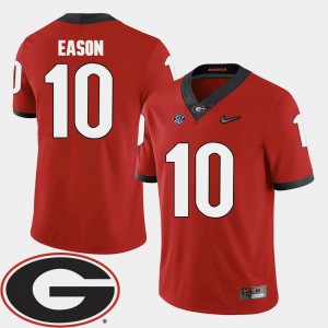 Men's UGA #10 Jacob Eason Red College Football 2018 SEC Patch Jersey 792100-623