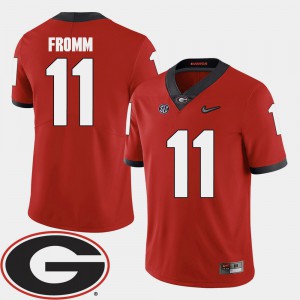 For Men UGA #11 Jake Fromm Red College Football 2018 SEC Patch Jersey 628246-777