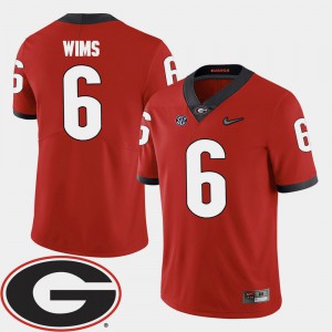 Men University of Georgia #6 Javon Wims Red College Football 2018 SEC Patch Jersey 399986-152