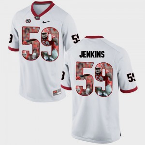 Men GA Bulldogs #59 Jordan Jenkins White Pictorial Fashion Jersey 517930-434