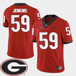 Mens UGA Bulldogs #59 Jordan Jenkins Red College Football 2018 SEC Patch Jersey 212183-723