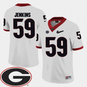 Mens University of Georgia #59 Jordan Jenkins White College Football 2018 SEC Patch Jersey 194590-593