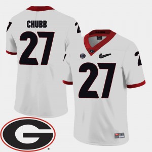 Men's Georgia Bulldogs #27 Nick Chubb White College Football 2018 SEC Patch Jersey 663378-459