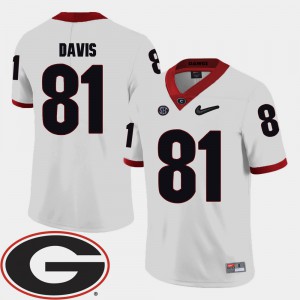 For Men University of Georgia #81 Reggie Davis White College Football 2018 SEC Patch Jersey 689996-763