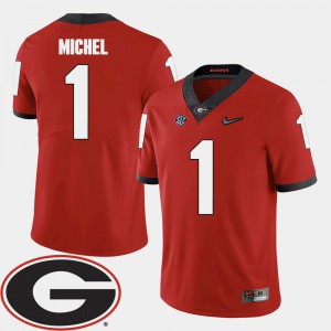 Men's UGA #1 Sony Michel Red College Football 2018 SEC Patch Jersey 590698-671