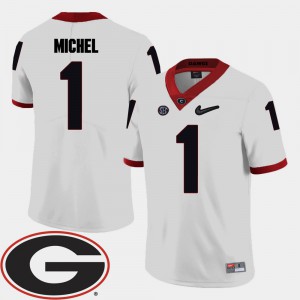 Mens UGA #1 Sony Michel White College Football 2018 SEC Patch Jersey 633042-261