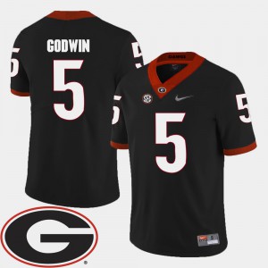 For Men's Georgia Bulldogs #5 Terry Godwin Black College Football 2018 SEC Patch Jersey 306154-492
