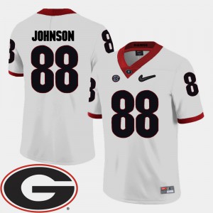 For Men's University of Georgia #88 Toby Johnson White College Football 2018 SEC Patch Jersey 188414-782