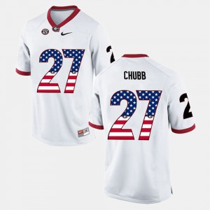 Mens UGA Bulldogs #27 Nick Chubb White US Flag Fashion Jersey 766593-631