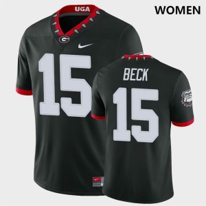 Women's UGA #15 Carson Beck Black 100th Anniversary College Football Jersey 798995-119