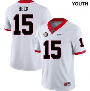 Youth Georgia Bulldogs #15 Carson Beck White College Football Jersey 177365-546